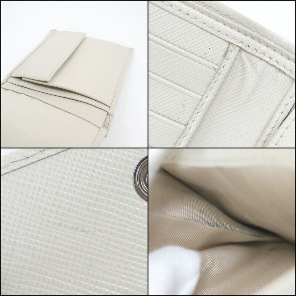 Prada Bifold Compact Wallet Saffiano Leather White Silver - Picture 6 of 7